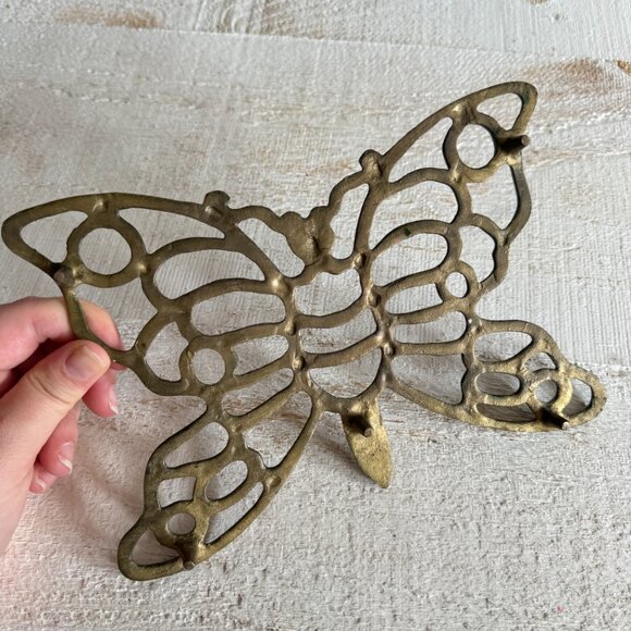 Vintage Brass Butterfly Hot Plate Trivet - Picture 6 of 10